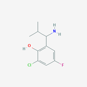 molecular formula C10H13ClFNO B13297181 2-(1-Amino-2-methylpropyl)-6-chloro-4-fluorophenol 