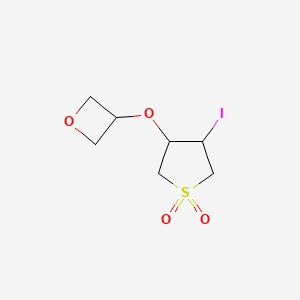 molecular formula C7H11IO4S B13297189 3-Iodo-4-(oxetan-3-yloxy)tetrahydrothiophene 1,1-dioxide 