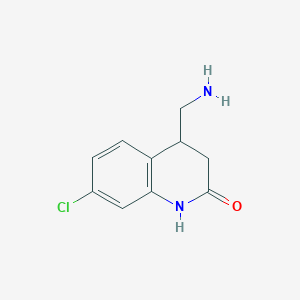 molecular formula C10H11ClN2O B13297256 4-(Aminomethyl)-7-chloro-1,2,3,4-tetrahydroquinolin-2-one 