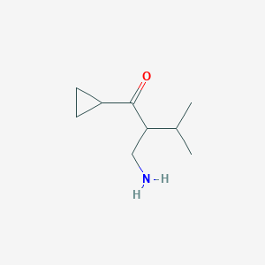 molecular formula C9H17NO B13297819 2-(Aminomethyl)-1-cyclopropyl-3-methylbutan-1-one 