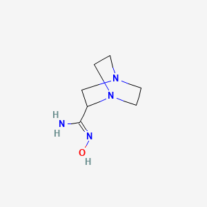 molecular formula C7H14N4O B13297822 N'-hydroxy-1,4-diazabicyclo[2.2.2]octane-2-carboximidamide 