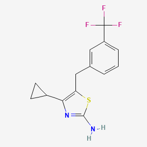 molecular formula C14H13F3N2S B13297878 4-Cyclopropyl-5-{[3-(trifluoromethyl)phenyl]methyl}-1,3-thiazol-2-amine 