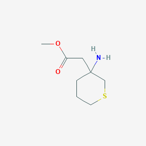molecular formula C8H15NO2S B13297890 Methyl 2-(3-aminothian-3-yl)acetate 