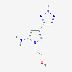 molecular formula C7H10N6O B13297895 2-[5-amino-3-(1H-1,2,3-triazol-4-yl)-1H-pyrazol-1-yl]ethan-1-ol 