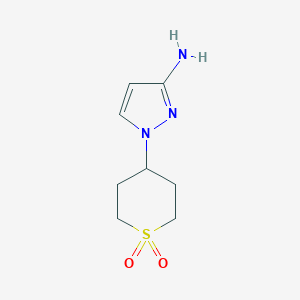 molecular formula C8H13N3O2S B13297959 4-(3-Amino-1H-pyrazol-1-yl)-1lambda6-thiane-1,1-dione 