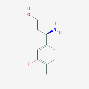molecular formula C10H14FNO B13298119 (3R)-3-amino-3-(3-fluoro-4-methylphenyl)propan-1-ol 