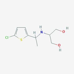 molecular formula C9H14ClNO2S B13298177 2-{[1-(5-Chlorothiophen-2-yl)ethyl]amino}propane-1,3-diol 