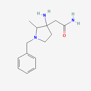 molecular formula C14H21N3O B13298377 2-(3-Amino-1-benzyl-2-methylpyrrolidin-3-yl)acetamide 