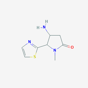 molecular formula C8H11N3OS B13298412 4-Amino-1-methyl-5-(1,3-thiazol-2-yl)pyrrolidin-2-one 
