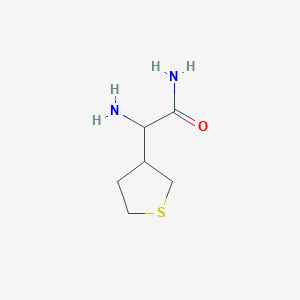 molecular formula C6H12N2OS B13298586 2-Amino-2-(thiolan-3-yl)acetamide 