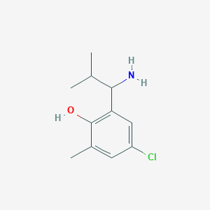 molecular formula C11H16ClNO B13298865 2-(1-Amino-2-methylpropyl)-4-chloro-6-methylphenol 