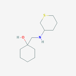molecular formula C12H23NOS B13298915 1-{[(Thian-3-yl)amino]methyl}cyclohexan-1-ol 