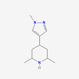 molecular formula C11H19N3 B13298920 2,6-Dimethyl-4-(1-methyl-1H-pyrazol-4-yl)piperidine 