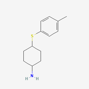 molecular formula C13H19NS B13298950 4-[(4-Methylphenyl)sulfanyl]cyclohexan-1-amine 