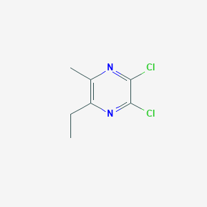 molecular formula C7H8Cl2N2 B13298983 2,3-Dichloro-5-ethyl-6-methylpyrazine 