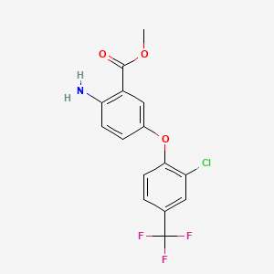 molecular formula C15H11ClF3NO3 B1329903 Methyl 2-amino-5-(2-chloro-4-(trifluoromethyl)phenoxy)benzoate CAS No. 58105-66-1