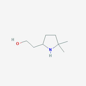 molecular formula C8H17NO B13299086 2-(5,5-Dimethylpyrrolidin-2-YL)ethan-1-OL 