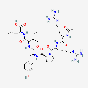 B1329921 (2S)-2-[[(2S,3S)-2-[[(2S)-2-[[(2S)-1-[(2S)-2-[[(2S)-2-acetamido-5-(diaminomethylideneamino)pentanoyl]amino]-5-(diaminomethylideneamino)pentanoyl]pyrrolidine-2-carbonyl]amino]-3-(4-hydroxyphenyl)propanoyl]amino]-3-methylpentanoyl]amino]-4-methylpentanoic acid CAS No. 74853-69-3