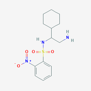 molecular formula C14H21N3O4S B13299269 N-(2-Amino-1-cyclohexylethyl)-2-nitrobenzene-1-sulfonamide 