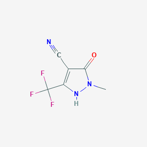 molecular formula C6H4F3N3O B13299271 5-Hydroxy-1-methyl-3-(trifluoromethyl)-1H-pyrazole-4-carbonitrile 