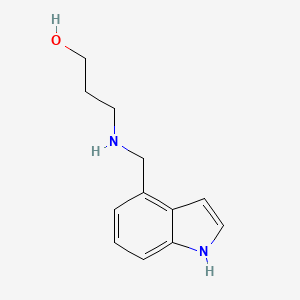 molecular formula C12H16N2O B13299663 3-[(1H-Indol-4-ylmethyl)amino]propan-1-ol 