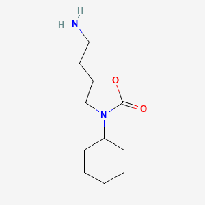 molecular formula C11H20N2O2 B13299925 5-(2-Aminoethyl)-3-cyclohexyl-1,3-oxazolidin-2-one 
