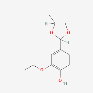 molecular formula C12H16O4 B1330019 2-Ethoxy-4-(4-methyl-1,3-dioxolan-2-yl)phenol CAS No. 68527-76-4