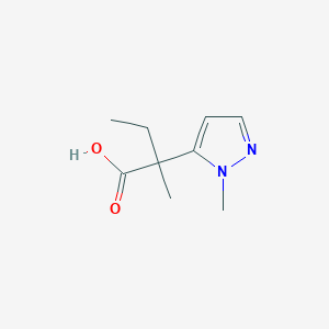 molecular formula C9H14N2O2 B13300221 2-Methyl-2-(1-methyl-1H-pyrazol-5-yl)butanoic acid 