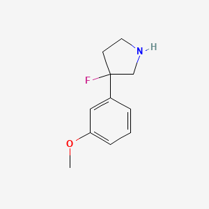 molecular formula C11H14FNO B13300586 3-Fluoro-3-(3-methoxyphenyl)pyrrolidine 