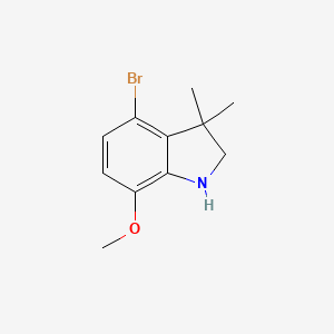 molecular formula C11H14BrNO B13300660 4-Bromo-7-methoxy-3,3-dimethylindoline 