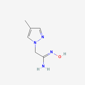 molecular formula C6H10N4O B13300876 N'-Hydroxy-2-(4-methyl-1H-pyrazol-1-yl)ethanimidamide 