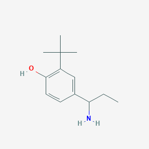 molecular formula C13H21NO B13301313 4-(1-Aminopropyl)-2-tert-butylphenol 