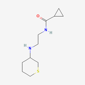 molecular formula C11H20N2OS B13301319 N-{2-[(thian-3-yl)amino]ethyl}cyclopropanecarboxamide 