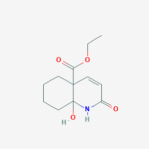 molecular formula C12H17NO4 B13301342 Ethyl 8a-hydroxy-2-oxo-1,2,4a,5,6,7,8,8a-octahydroquinoline-4a-carboxylate 