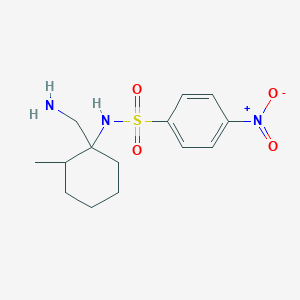 molecular formula C14H21N3O4S B13301420 N-[1-(Aminomethyl)-2-methylcyclohexyl]-4-nitrobenzene-1-sulfonamide 