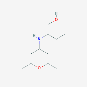 molecular formula C11H23NO2 B13301916 2-[(2,6-Dimethyloxan-4-yl)amino]butan-1-ol 