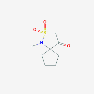 molecular formula C8H13NO3S B13302028 1-Methyl-2-thia-1-azaspiro[4.4]nonan-4-one 2,2-dioxide 