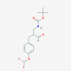 molecular formula C16H21F2NO4 B13302347 tert-Butyl N-(2-{[4-(difluoromethoxy)phenyl]methyl}-3-oxopropyl)carbamate 