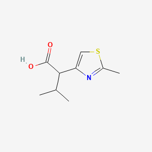 molecular formula C9H13NO2S B13302367 3-Methyl-2-(2-methyl-1,3-thiazol-4-yl)butanoic acid 