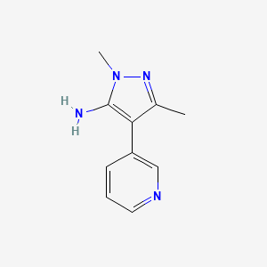 molecular formula C10H12N4 B13302475 1,3-Dimethyl-4-(pyridin-3-YL)-1H-pyrazol-5-amine 