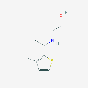 molecular formula C9H15NOS B13303324 2-{[1-(3-Methylthiophen-2-yl)ethyl]amino}ethan-1-ol 