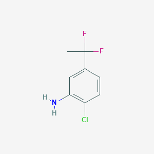 molecular formula C8H8ClF2N B13303866 2-Chloro-5-(1,1-difluoroethyl)aniline 