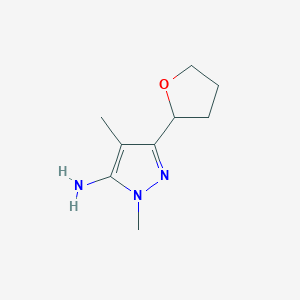 molecular formula C9H15N3O B13304060 1,4-dimethyl-3-(oxolan-2-yl)-1H-pyrazol-5-amine 