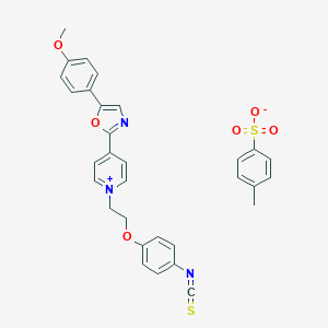 molecular formula C31H27N3O6S2 B133041 1-[2-(4-Isothiocyanatophenoxy)ethyl]-4-[5-(4-methoxyphenyl)-2-oxazolyl]pyridinium tosylate CAS No. 155862-93-4