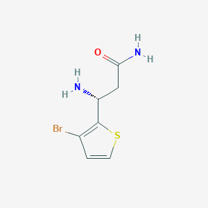 molecular formula C7H9BrN2OS B13304484 (3R)-3-Amino-3-(3-bromothiophen-2-yl)propanamide 