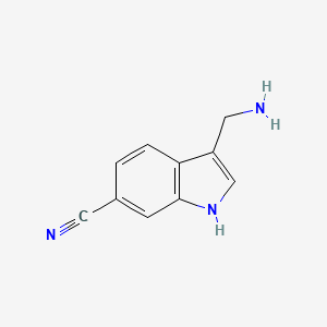 molecular formula C10H9N3 B13304608 3-(Aminomethyl)-1H-indole-6-carbonitrile 