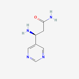 molecular formula C7H10N4O B13304680 (3S)-3-Amino-3-(pyrimidin-5-yl)propanamide 