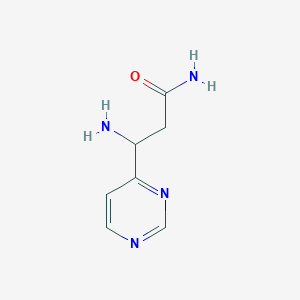 molecular formula C7H10N4O B13305500 3-Amino-3-(pyrimidin-4-yl)propanamide 
