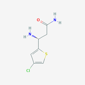molecular formula C7H9ClN2OS B13305797 (3R)-3-Amino-3-(4-chlorothiophen-2-YL)propanamide 