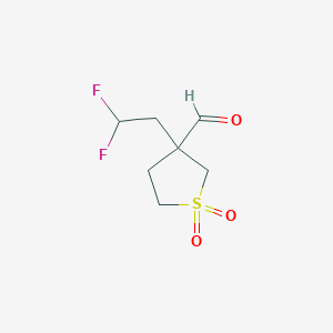 molecular formula C7H10F2O3S B13306029 3-(2,2-Difluoroethyl)tetrahydrothiophene-3-carbaldehyde 1,1-dioxide 